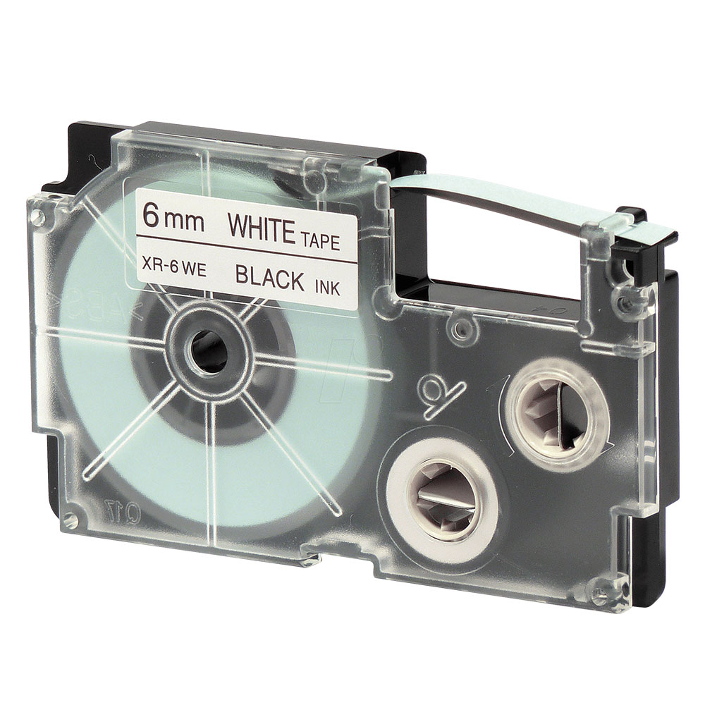 Casio Ez-Label Tape Cartridge - 6mm, Black on White (XR-6WE1)